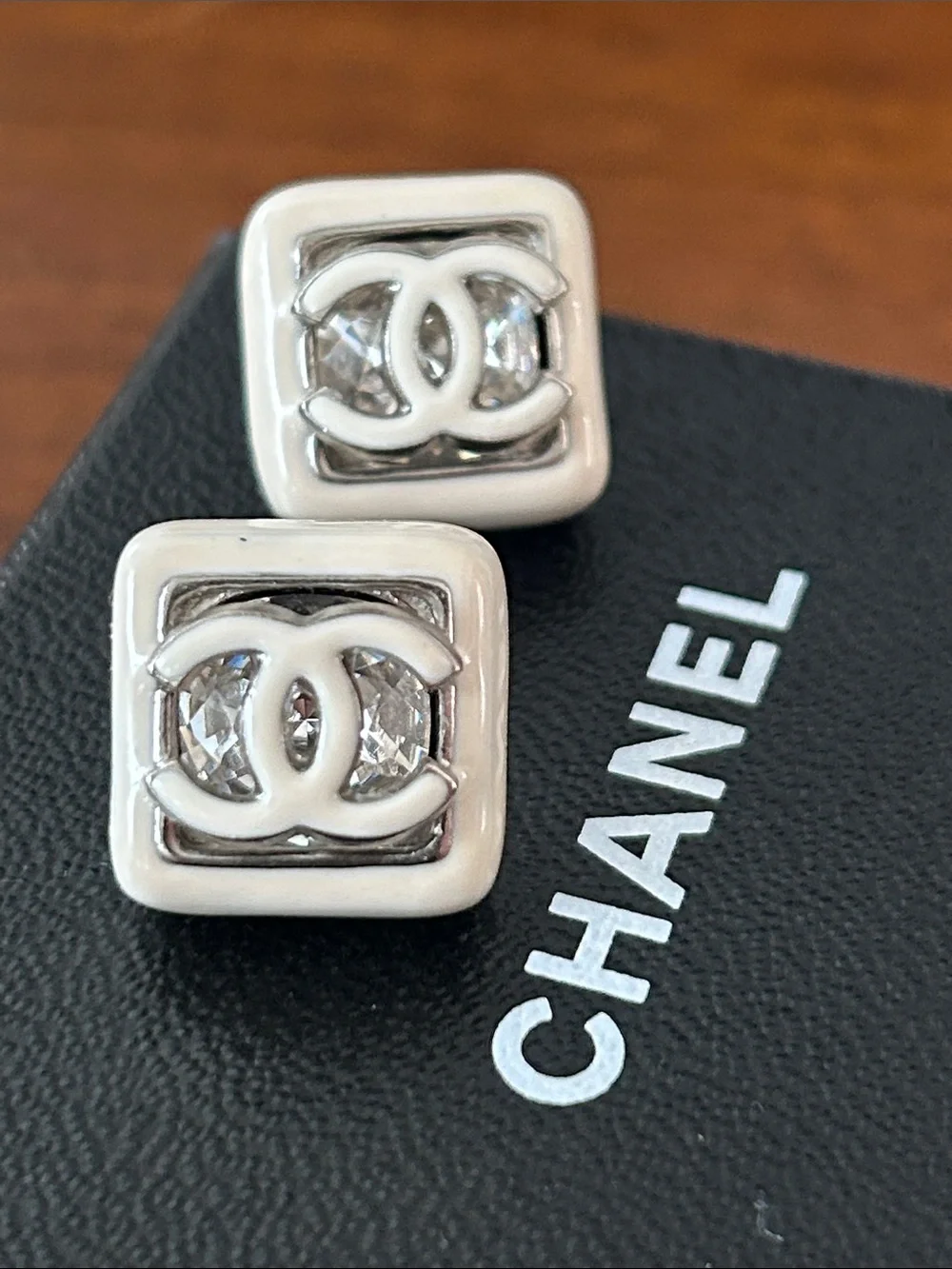 Chanel Vintage CC square resin stud earrings